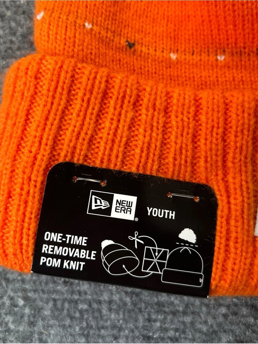 NFL New Era Denver Broncos Kids Pom Beanie - Orange with Multicolor Pom